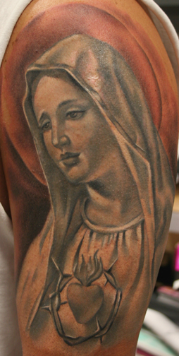 Unique Painting-like Virgin Mary Tattoos Designs – Religious Tattoos