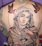 Beautiful Holy Virgin Mary Full-Back Tattoo Design - Religious Tattoos