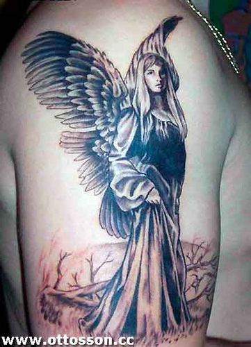 Virgin Mary as Angel with Wings Tattoo Designs – Religious Tattoos