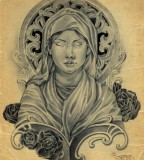 Fascinating Virgin Mary Sketch Drawing for Christian Tattoos