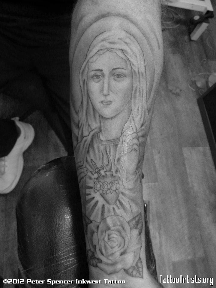The Virgin Mary and Roses Sleeve / Arms-Tattoo Design Ideas