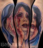 Modern-day Tattoo Drawing of the Virgin Mary Crying Blood