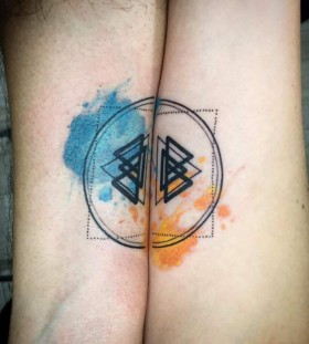 watercolor couple tattoo