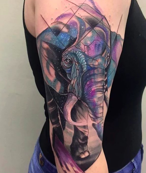 watercolor elephant tattoos for women