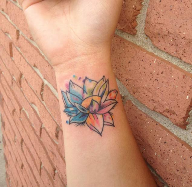 watercolor lotus flower tattoo