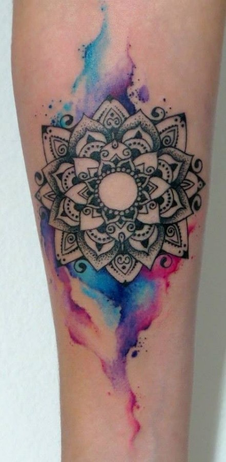watercolor mandala tattoo