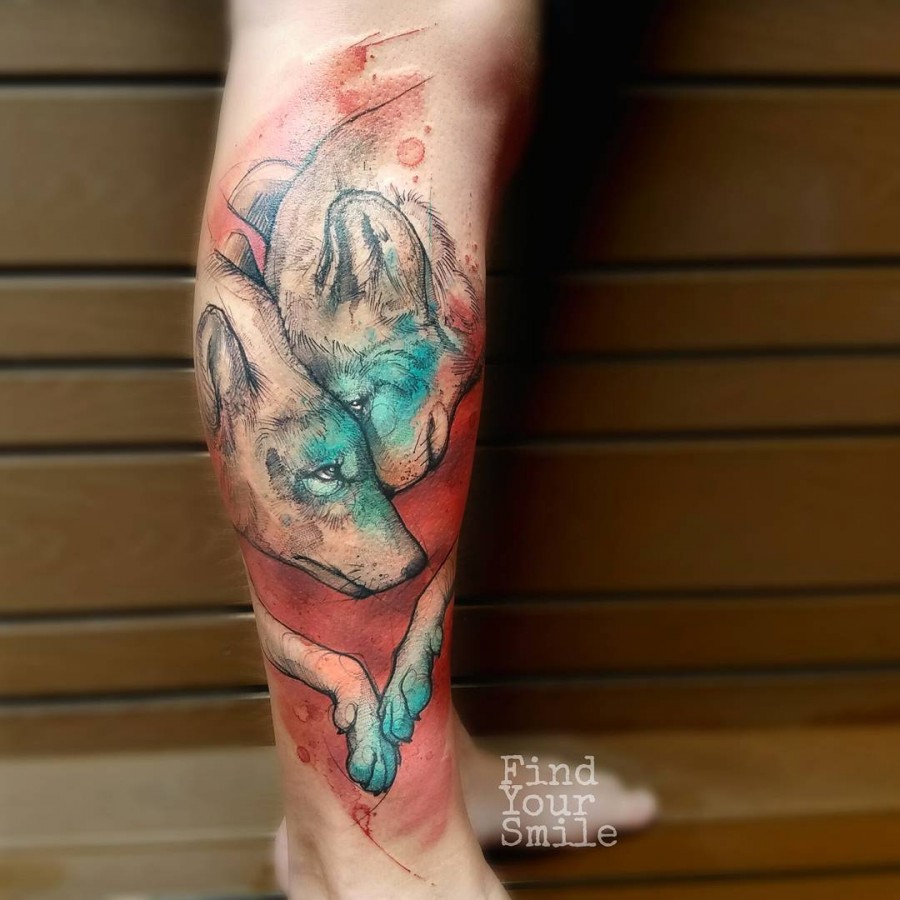 watercolor-wolf-tattoo