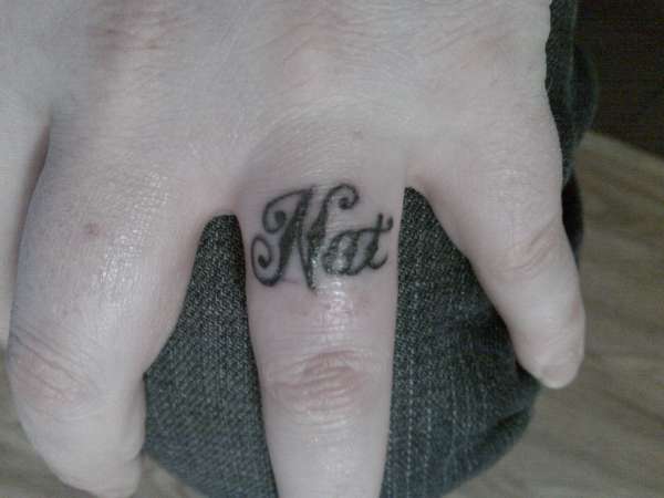 Couple Name Wedding Ring Finger Tattoo Design