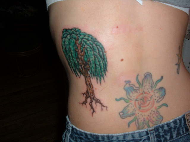 Side Body Weeping Willow Tattoo