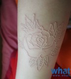 Beautiful Flower White Ink Tattoo