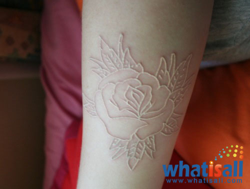 Beautiful Flower White Ink Tattoo
