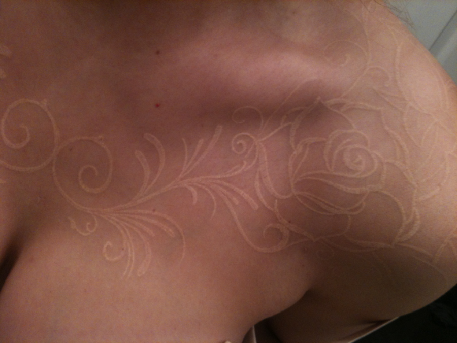 Swirl Flower White Ink Tattoo Design