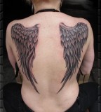 Dark Angel Wings Back-body Tattoo Design for Women