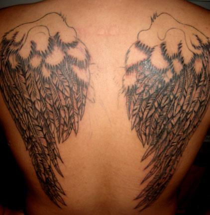 Attractive Bird / Eagle Wings Tattoo Design On Back for Men