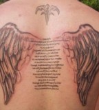 Awesome Angel's Wings and Poem Tattoo Design On Back for Men