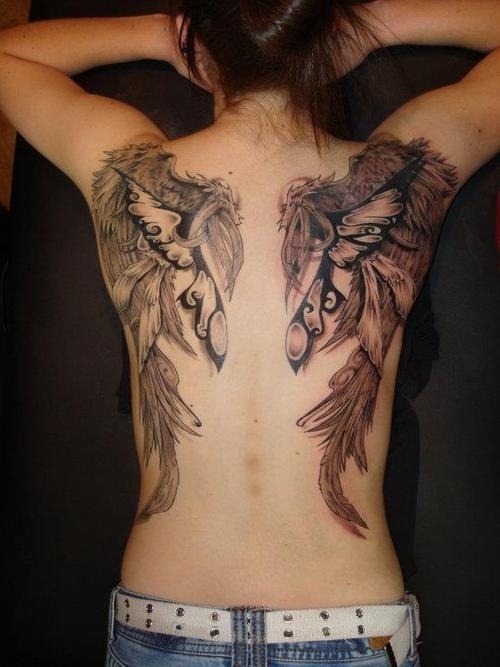 Amazing Angel’s Wings and Butterfly Wings Full-Back Tattoo for Women (NSFW)