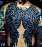 Black Raven / Angel's Wings Full-Back Tattoo Design for Men & Women