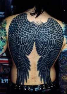 Black Raven / Angel’s Wings Full-Back Tattoo Design for Men & Women