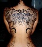 Glowing Angel's Wings and Swirls Back-Tattoo Design for Women (NSFW)