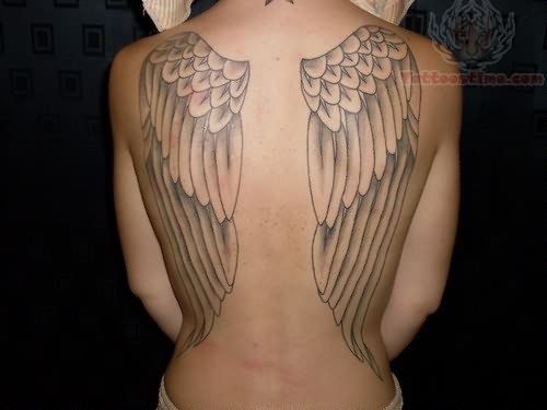 Cute Angel Wings Full-back Body Tattoos for Women
