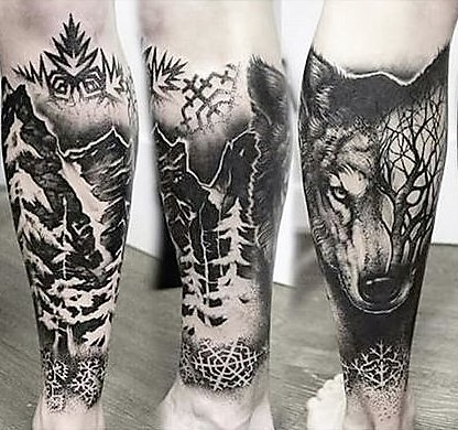 wolf-and-forest-tattoo