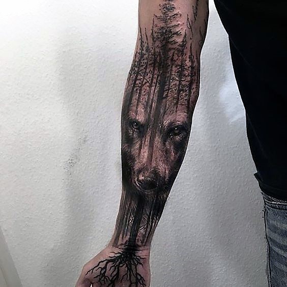 wolf-and-forest-tattoos