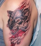 Flaky Skin Head Wolf Tattoo Design
