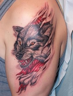 Flaky Skin Head Wolf Tattoo Design