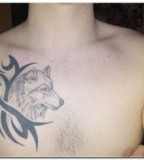 Simple Head Wolf Chest Tattoo Design