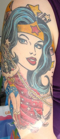 Half Sleeve Wonder Woman Tattoo Designs for Women