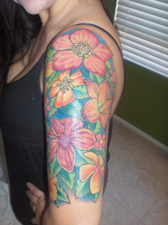 Flowers Arm Sleeve Tattoos For Women