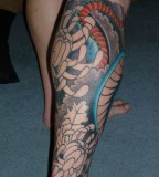 Freehand Skulls Leg Sleeve Tattoos Designs
