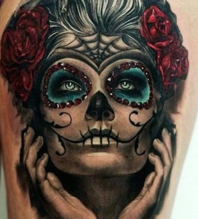 wonderful Santa Muerte girl tattoo